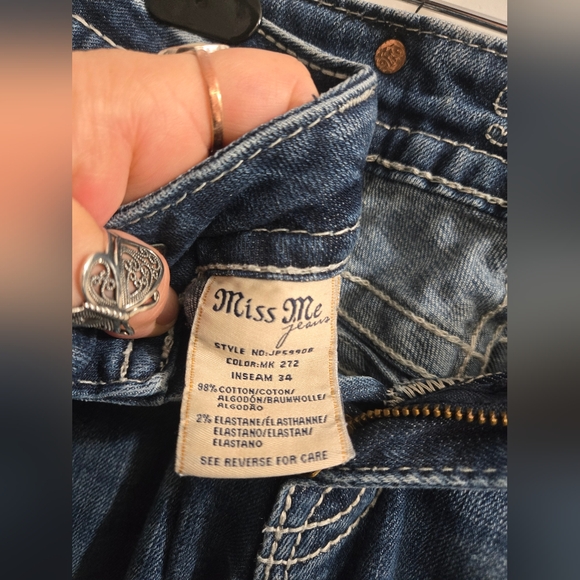 Miss Me Jeans Womens 27 Boot Cut  Medium Wash Jeans Jeweled Pockets - Picture 7 of 12